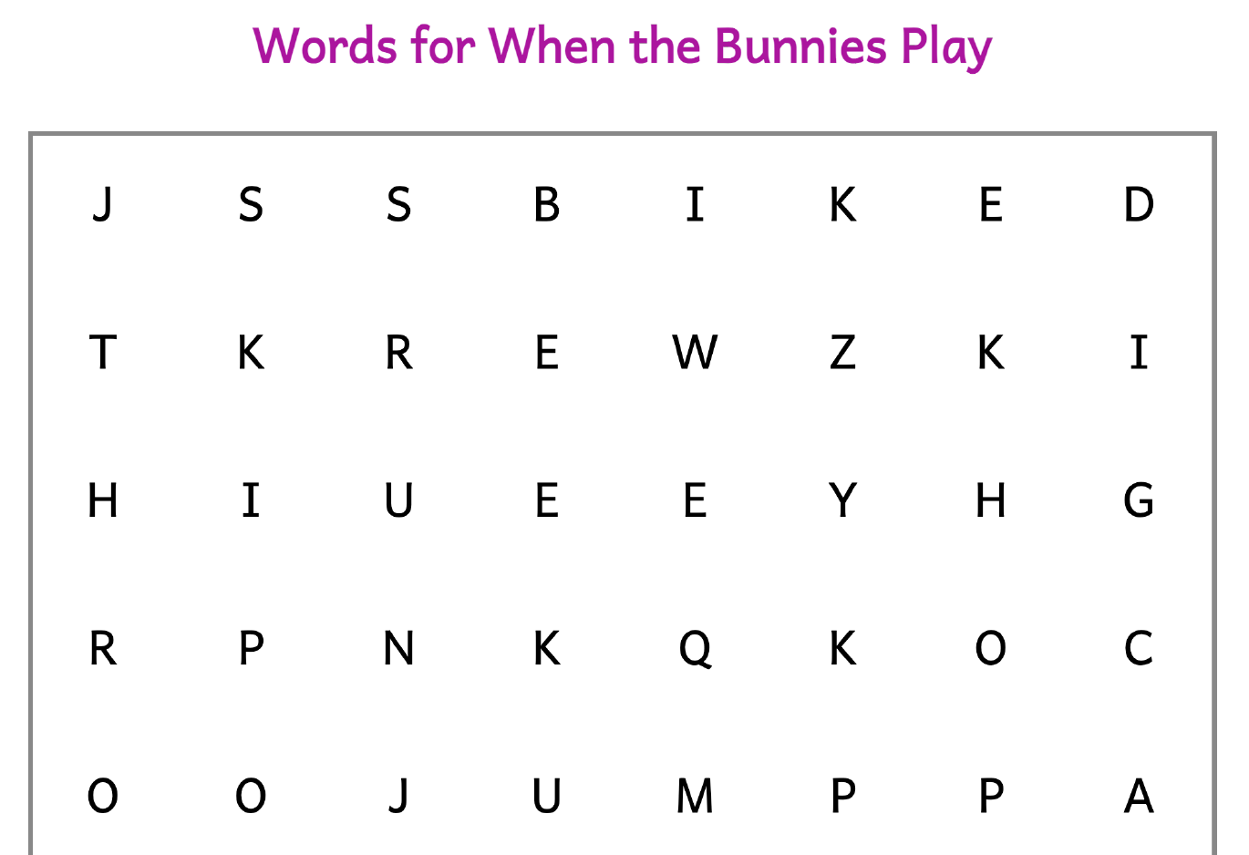 Word Search Adventure - Bright Bunnies - Pre-K, Kindergarten, and First Grade Words